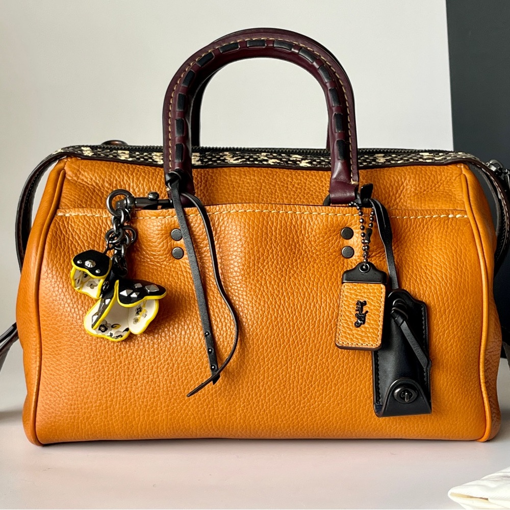 COACH 1941 Rogue Satchel in Butterscotch And Snakeskin Detail